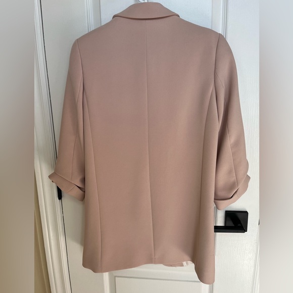 Zara blazer, ruched sleeves, color soft pink (blush pink) size S US - Picture 5 of 9
